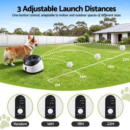 i.Pet Dog Ball Launcher Thrower with 6 ETPU Balls &amp; 14/18/22m Launch Distance Black-Pet Care > Toys > Dog Toys-PEROZ Accessories