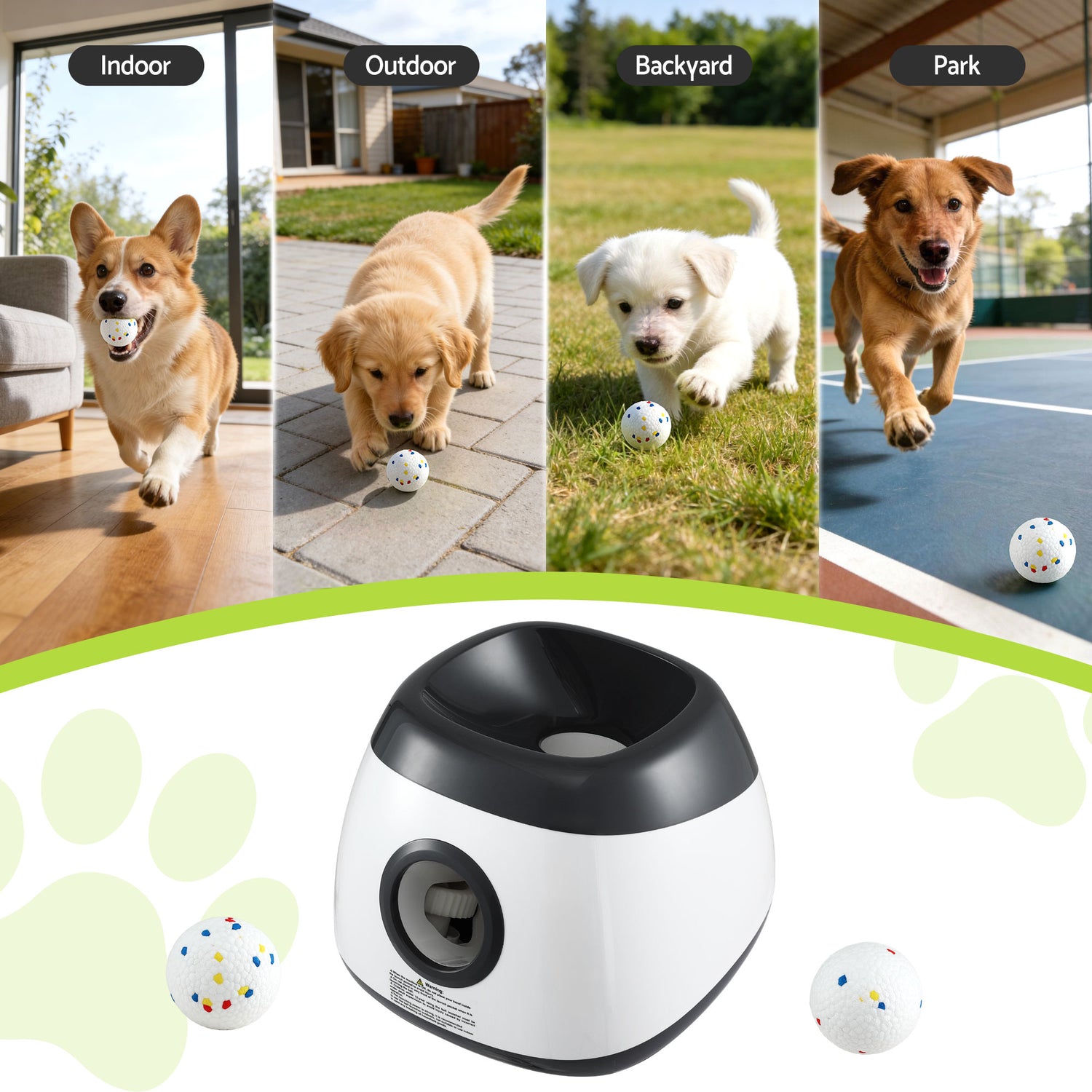 i.Pet Dog Ball Launcher Thrower with 6 ETPU Balls &amp; 14/18/22m Launch Distance Black-Pet Care > Toys > Dog Toys-PEROZ Accessories