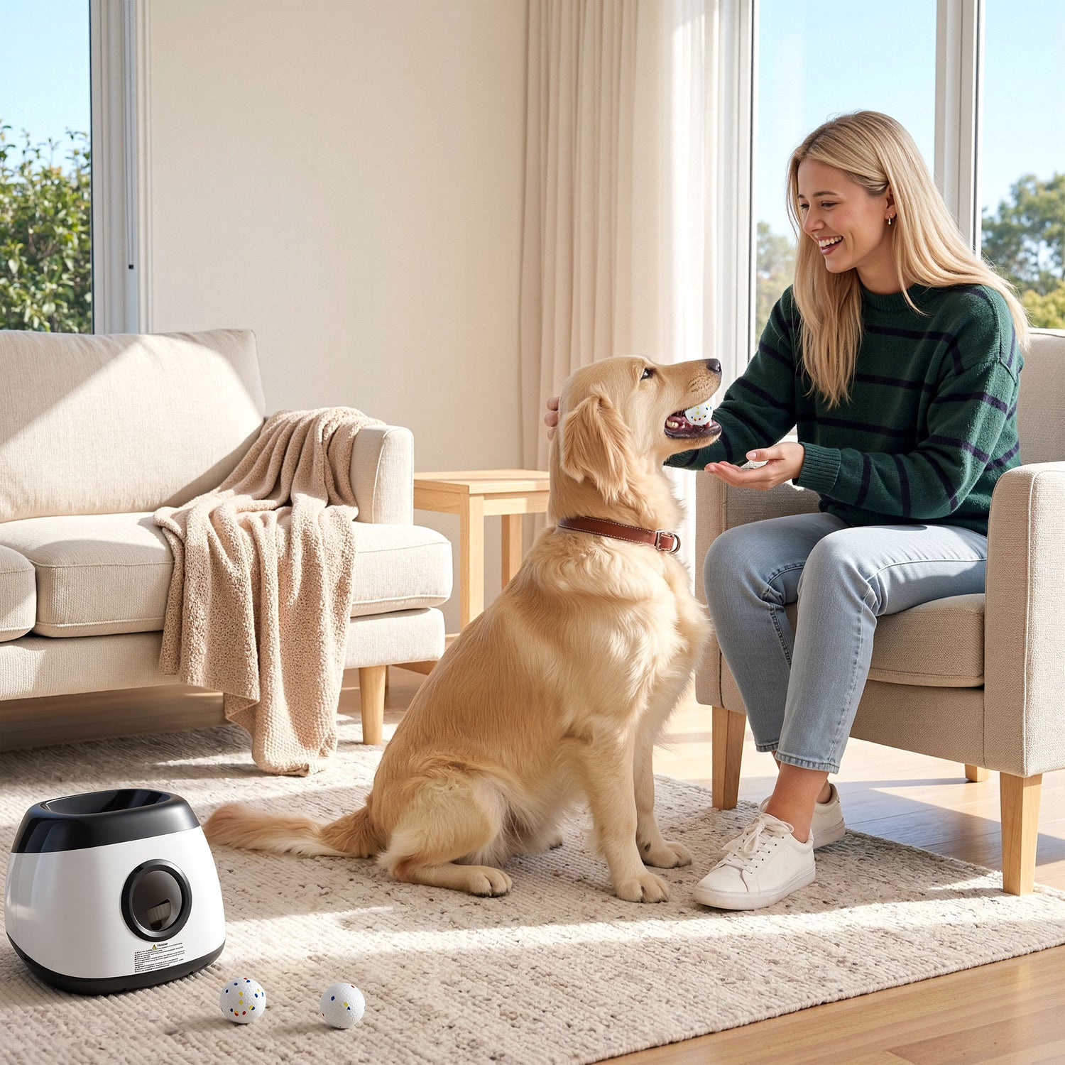i.Pet Dog Ball Launcher Thrower with 6 ETPU Balls &amp; 14/18/22m Launch Distance Black-Pet Care > Toys > Dog Toys-PEROZ Accessories