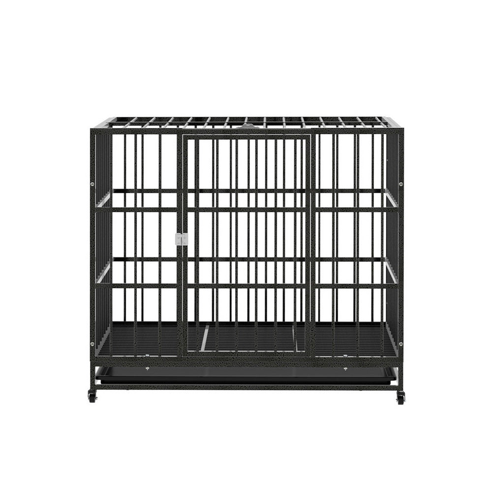 i.Pet Dog Cage Crate Large Puppy Cat Anti-Bite Pet Kennel Wheels w/Tray Metal-Pet Care &gt; Coops &amp; Hutches &gt; Small Animal Habitats &amp; Cages-PEROZ Accessories