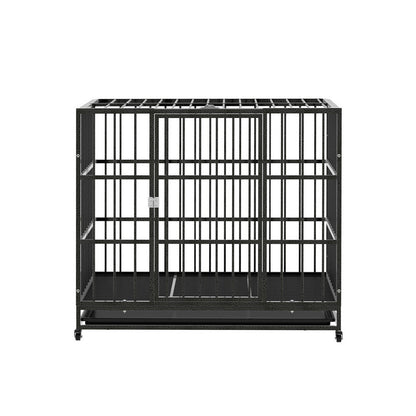 i.Pet Dog Cage Crate Large Puppy Cat Anti-Bite Pet Kennel Wheels w/Tray Metal-Pet Care &gt; Coops &amp; Hutches &gt; Small Animal Habitats &amp; Cages-PEROZ Accessories