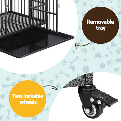 i.Pet Dog Cage Crate Large Puppy Cat Anti-Bite Pet Kennel Wheels w/Tray Metal-Pet Care &gt; Coops &amp; Hutches &gt; Small Animal Habitats &amp; Cages-PEROZ Accessories