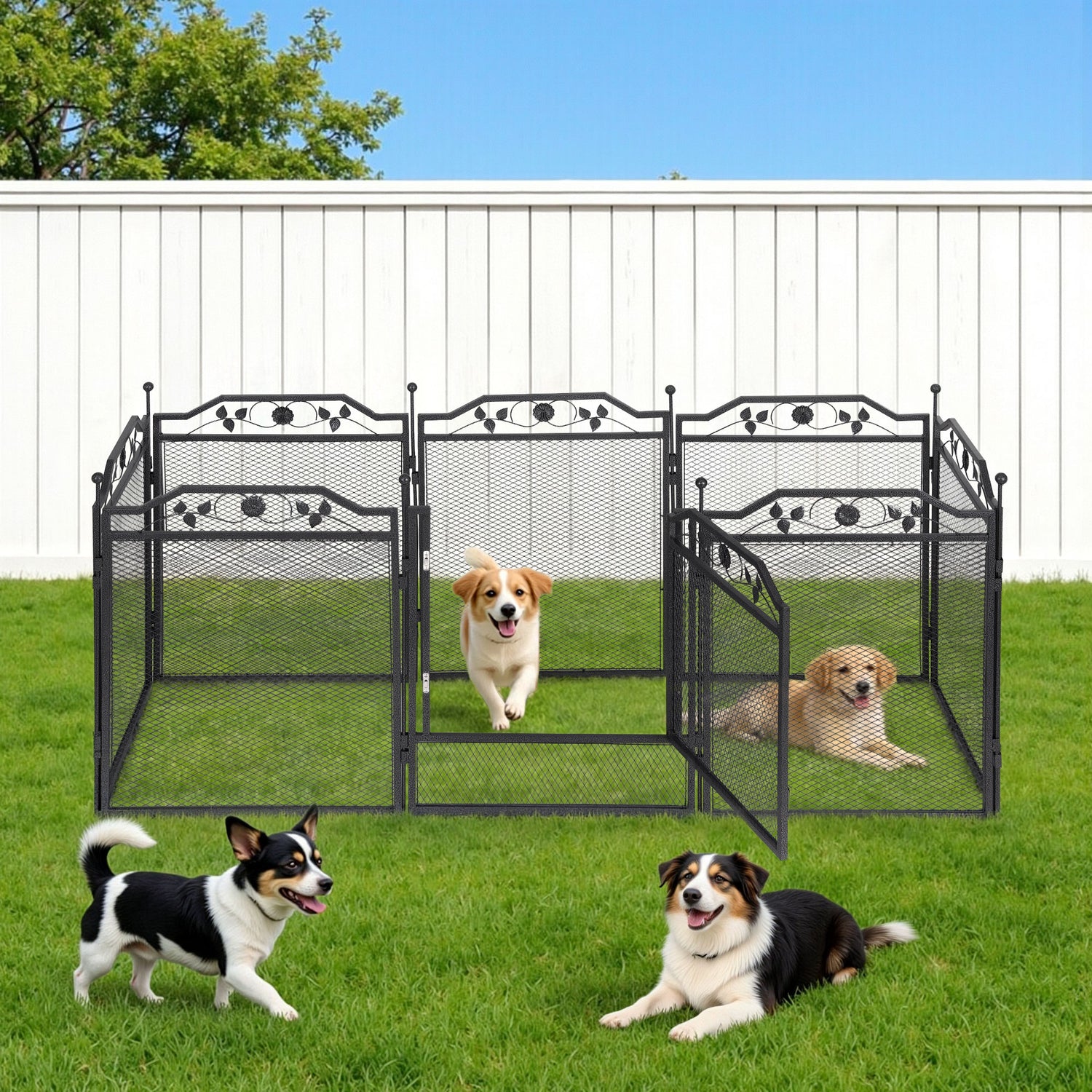 i.Pet Pet Dog Playpen Heavy-Duty Enclosure Multi-Configuration Indoor Outdoor Black-Pet Care > Dog Supplies > Dog Playpens &amp; Gates-PEROZ Accessories