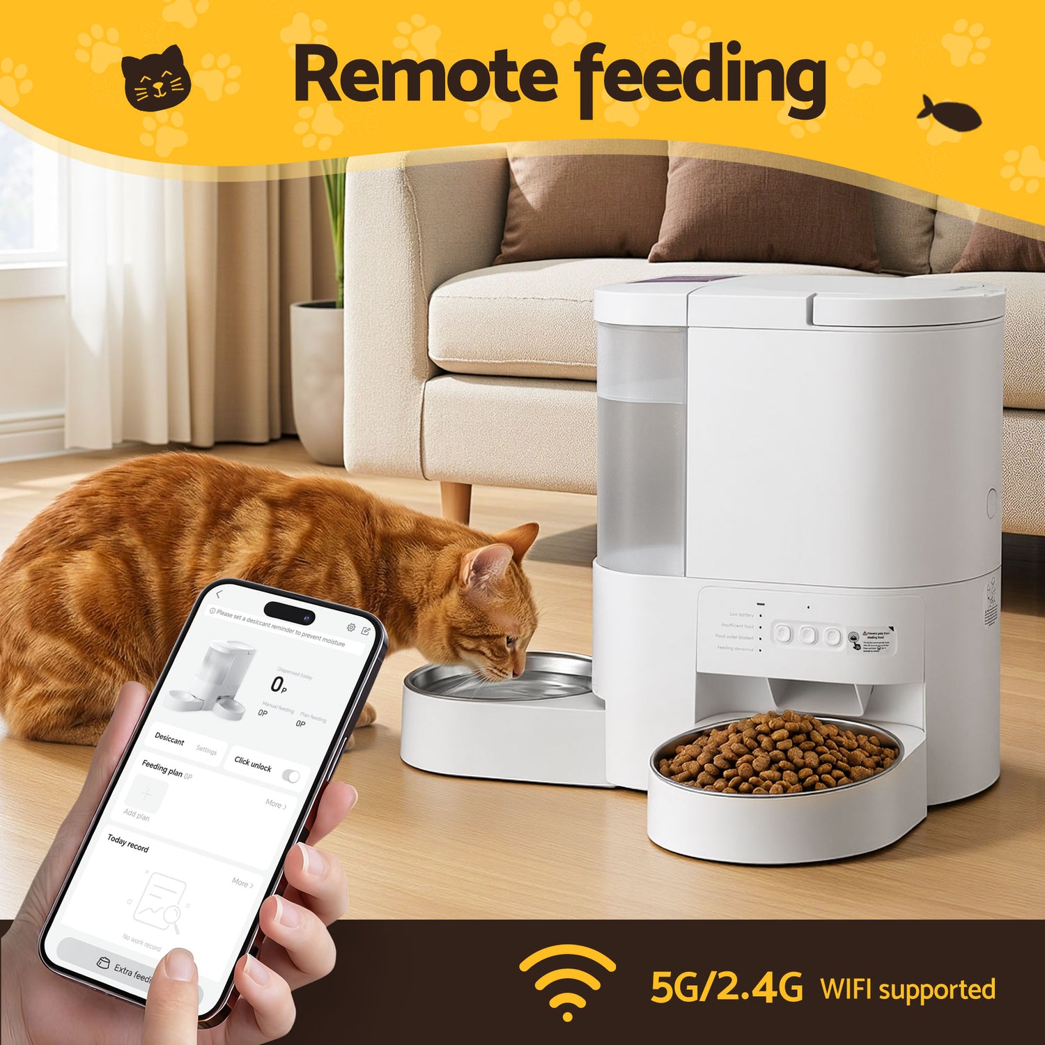 i.Pet Automatic Pet Feeder Water Dispenser 2-in-1 Smart WiFi Dog Cat Food 4L-Pet Care > Cat Supplies > Cat Bowls, Feeders &amp; Waterers-PEROZ Accessories