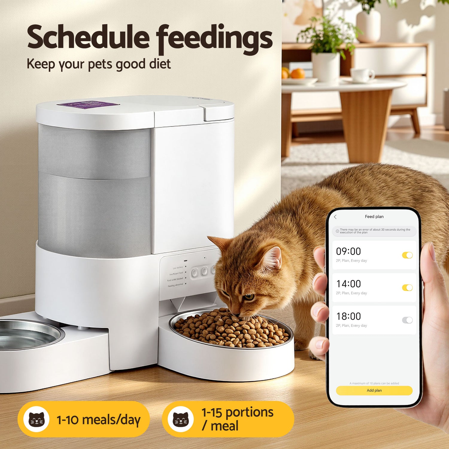 i.Pet Automatic Pet Feeder Water Dispenser 2-in-1 Smart WiFi Dog Cat Food 4L-Pet Care > Cat Supplies > Cat Bowls, Feeders &amp; Waterers-PEROZ Accessories