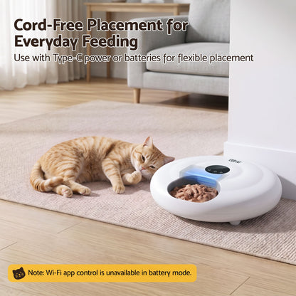 i.Pet Automatic Cat Feeder Wet &amp; Dry Food 6 Compartments Per 150ml WiFi White-Pet Care > Cat Supplies > Cat Bowls, Feeders &amp; Waterers-PEROZ Accessories