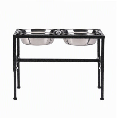 i.Pet Dog Pet Feeder Raised Stand with 2 Stainless Steel Bowls Adjustable Height