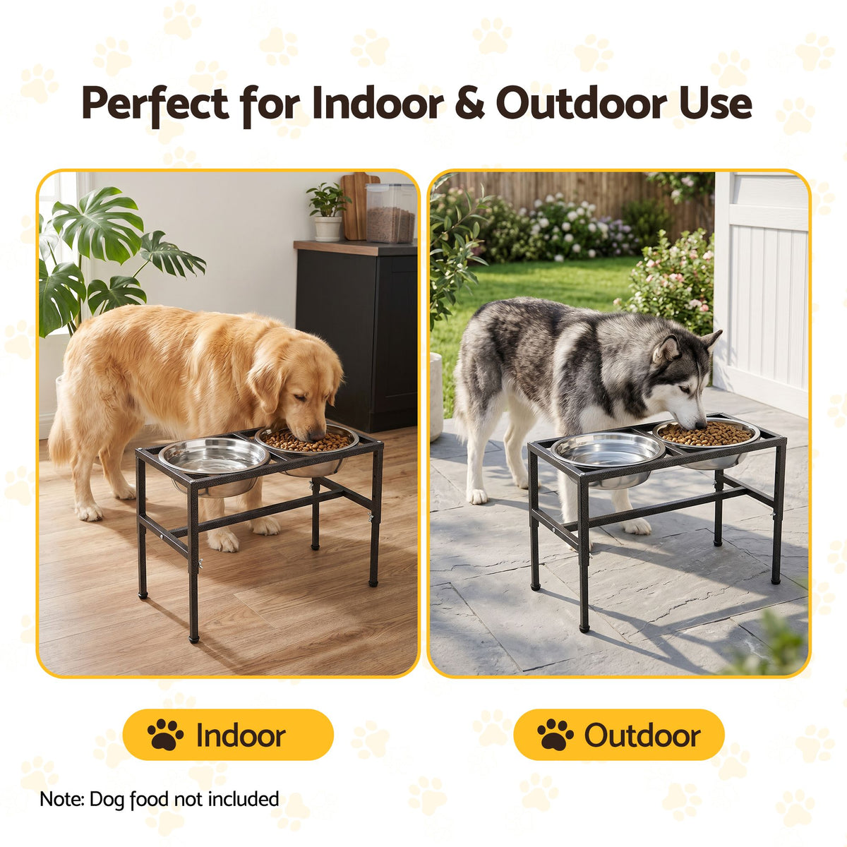 i.Pet Dog Pet Feeder Raised Stand with 2 Stainless Steel Bowls Adjustable Height