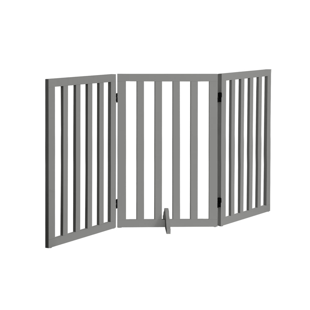 Alopet Wooden Pet Gate Dog Fence 3 Panels 80cm Grey-Pet Fence-PEROZ Accessories