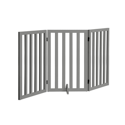 Alopet Wooden Pet Gate Dog Fence 3 Panels 80cm Grey-Pet Fence-PEROZ Accessories