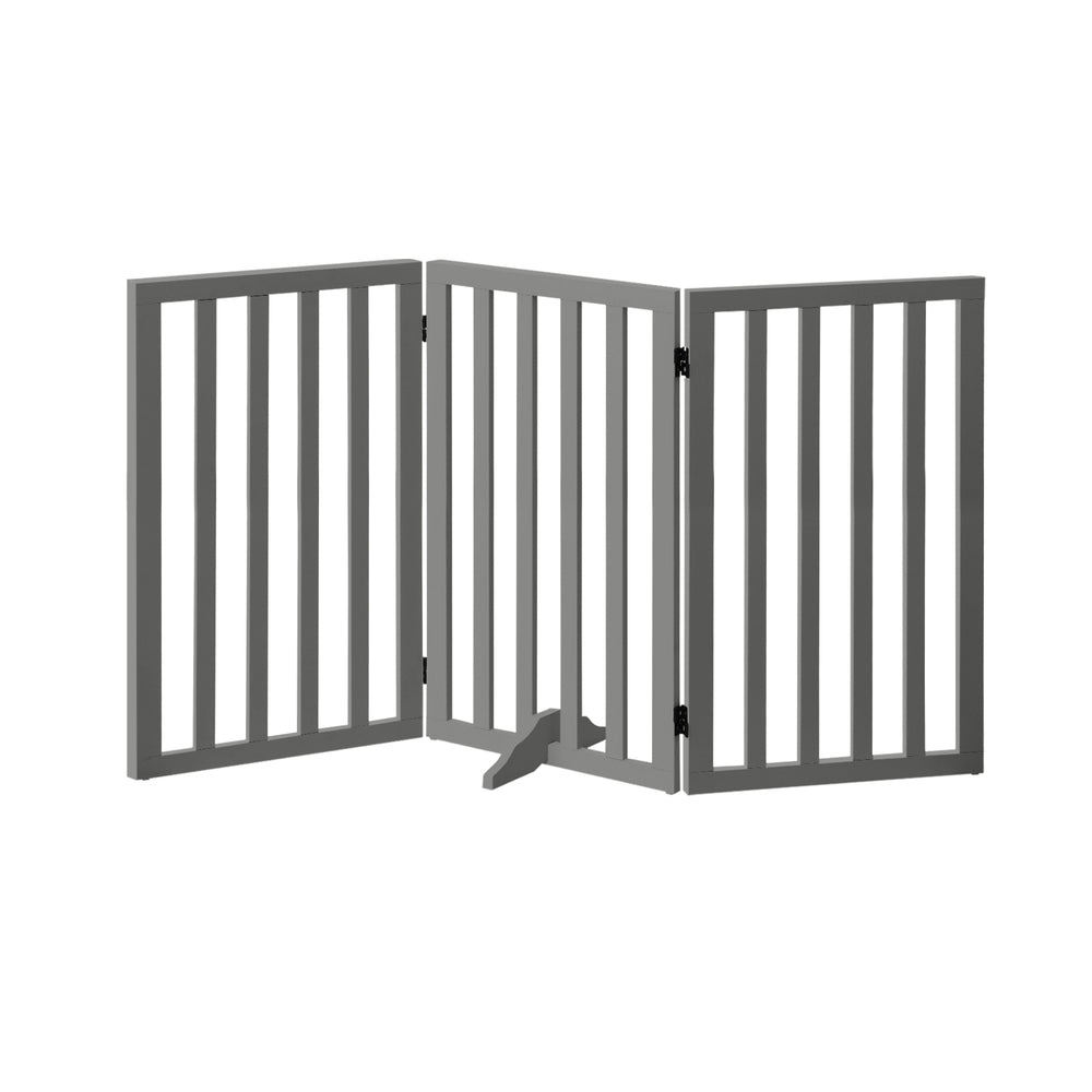 Alopet Wooden Pet Gate Dog Fence 3 Panels 80cm Grey-Pet Fence-PEROZ Accessories