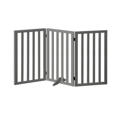 Alopet Wooden Pet Gate Dog Fence 3 Panels 80cm Grey-Pet Fence-PEROZ Accessories