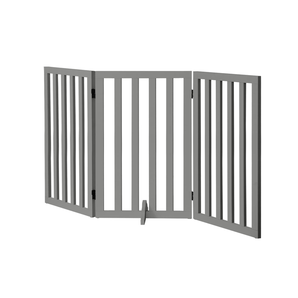 Alopet Wooden Pet Gate Dog Fence 3 Panels 80cm Grey-Pet Fence-PEROZ Accessories