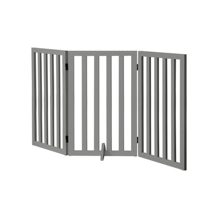 Alopet Wooden Pet Gate Dog Fence 3 Panels 80cm Grey-Pet Fence-PEROZ Accessories
