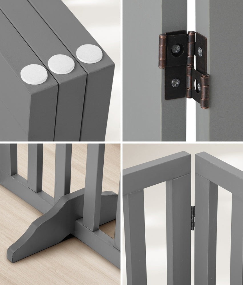 Alopet Wooden Pet Gate Dog Fence 3 Panels 80cm Grey-Pet Fence-PEROZ Accessories