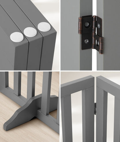 Alopet Wooden Pet Gate Dog Fence 3 Panels 80cm Grey-Pet Fence-PEROZ Accessories