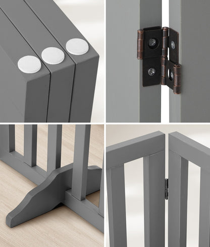 Alopet Wooden Pet Gate Dog Fence 3 Panels 80cm Grey-Pet Fence-PEROZ Accessories