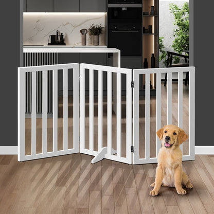Alopet Wooden Pet Gate Security Door 3-Panel 80cm-Pet Fence-PEROZ Accessories