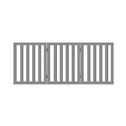 Alopet Wooden Pet Gate Safety Stair Barrier 3-Panel Grey-Pet Fence-PEROZ Accessories