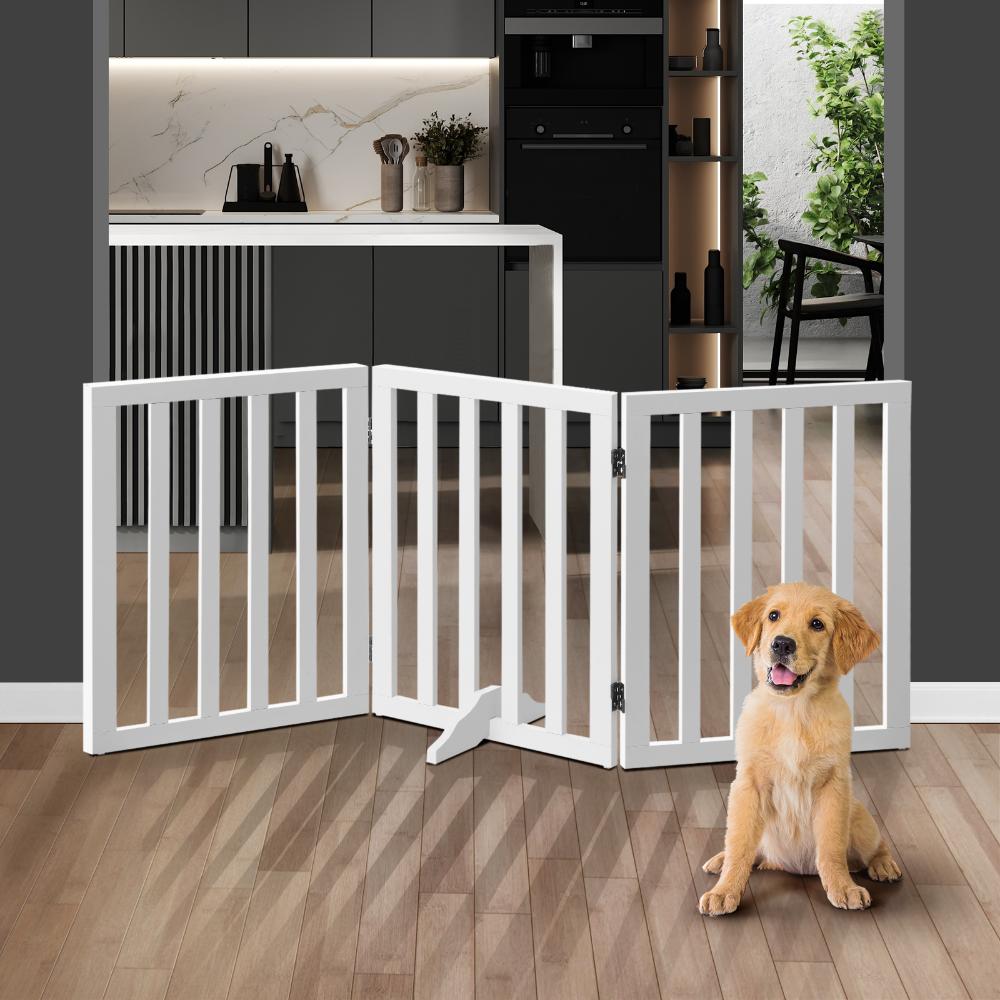 Alopet Wooden Pet Gate Dog Fence Safety Stair Barrier Security Door 3 Panels-Dog Fence-PEROZ Accessories