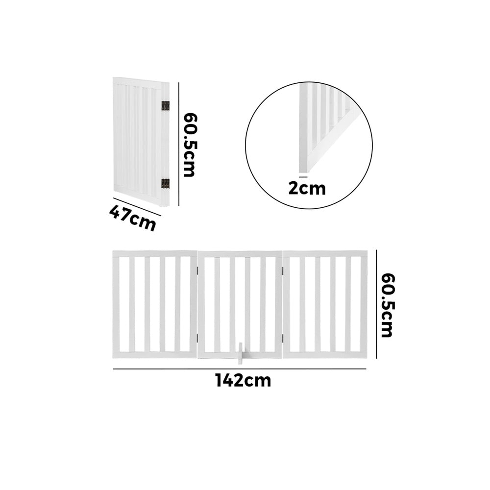 Alopet Wooden Pet Gate Dog Fence Safety Stair Barrier Security Door 3 Panels-Dog Fence-PEROZ Accessories