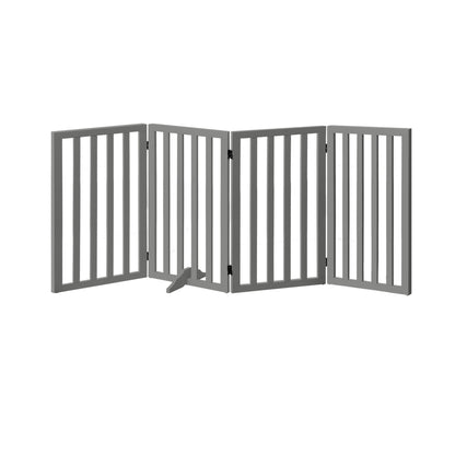 Alopet Wooden Pet Gate Dog Fence 4 Panels 80cm Grey-Pet Fence-PEROZ Accessories