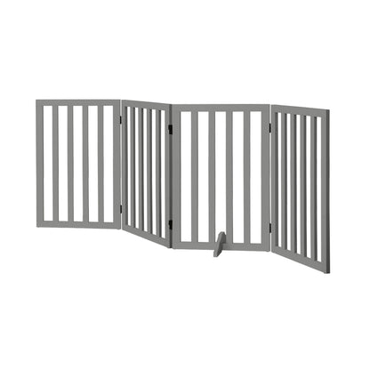 Alopet Wooden Pet Gate Dog Fence 4 Panels 80cm Grey-Pet Fence-PEROZ Accessories