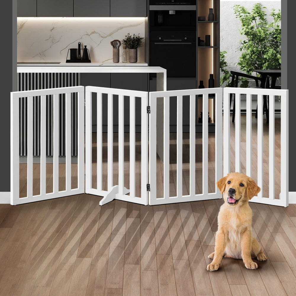 Alopet Wooden Pet Gate Security Door 4-Panel 80cm-Pet Fence-PEROZ Accessories