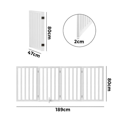 Alopet Wooden Pet Gate Security Door 4-Panel 80cm-Pet Fence-PEROZ Accessories