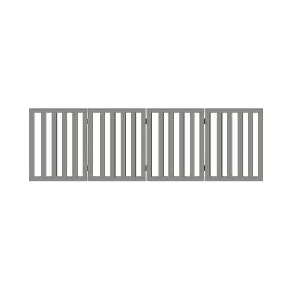 Alopet Wooden Pet Gate Safety Stair Barrier 4-Panel Grey-Pet Fence-PEROZ Accessories