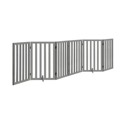 Alopet Wooden Pet Gate Dog Fence 6 Panels 80cm Grey-Pet Fence-PEROZ Accessories