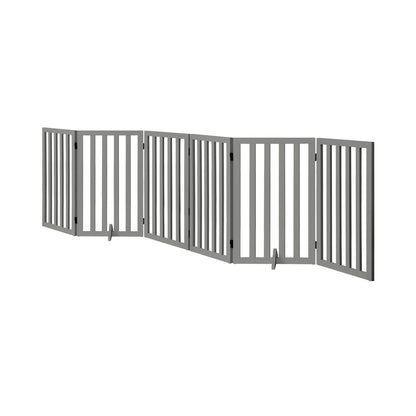Alopet Wooden Pet Gate Dog Fence 6 Panels 80cm Grey-Pet Fence-PEROZ Accessories