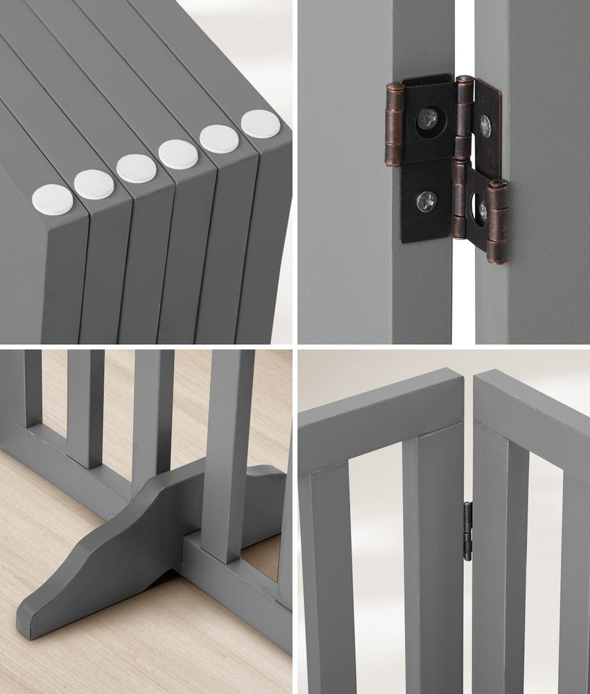 Alopet Wooden Pet Gate Dog Fence 6 Panels 80cm Grey-Pet Fence-PEROZ Accessories