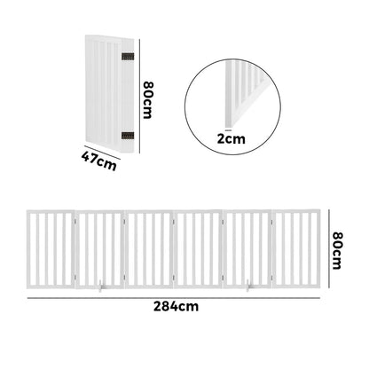 Alopet Wooden Pet Gate Security Door 6-Panel 80cm-Pet Fence-PEROZ Accessories