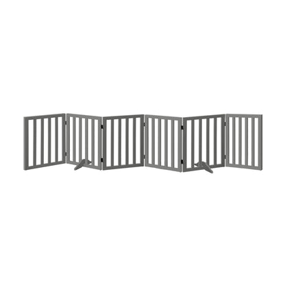 Alopet Wooden Pet Gate Safety Stair Barrier 6-Panel Grey-Pet Fence-PEROZ Accessories