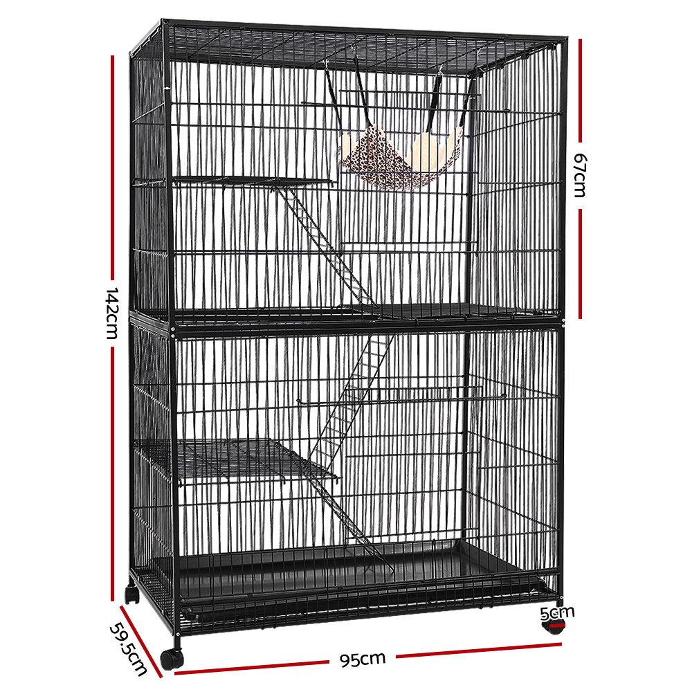 i.Pet Rabbit Cage 142cm Hutch 4 Level Bird Guinea Pig Ferret-Pet Care > Bird-PEROZ Accessories