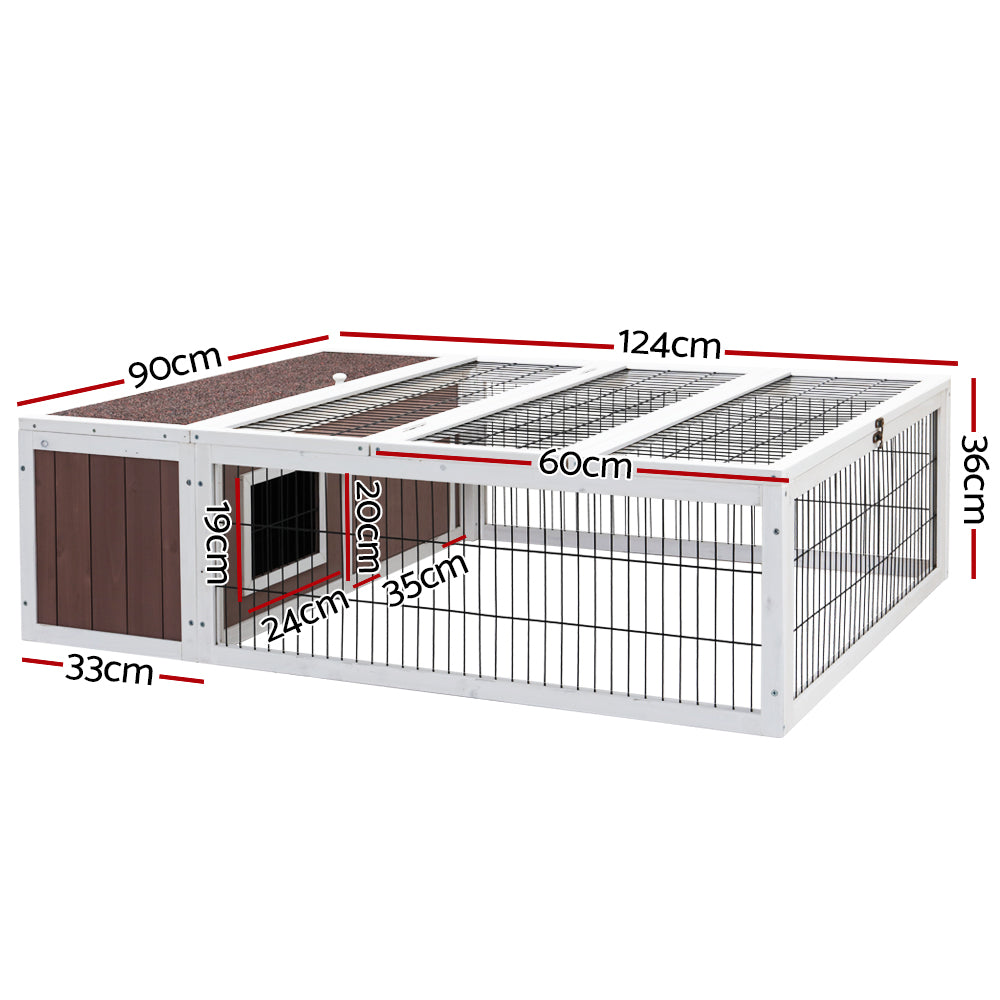 i.Pet Rabbit Hutch 124cm x 90cm x 35cm Chicken Coop Large Outdoor Wooden Run Cage House-Home &amp; Garden &gt; Shading-PEROZ Accessories