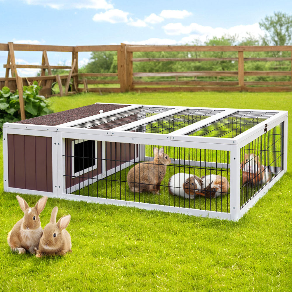 i.Pet Rabbit Hutch 124cm x 90cm x 35cm Chicken Coop Large Outdoor Wooden Run Cage House-Home &amp; Garden &gt; Shading-PEROZ Accessories