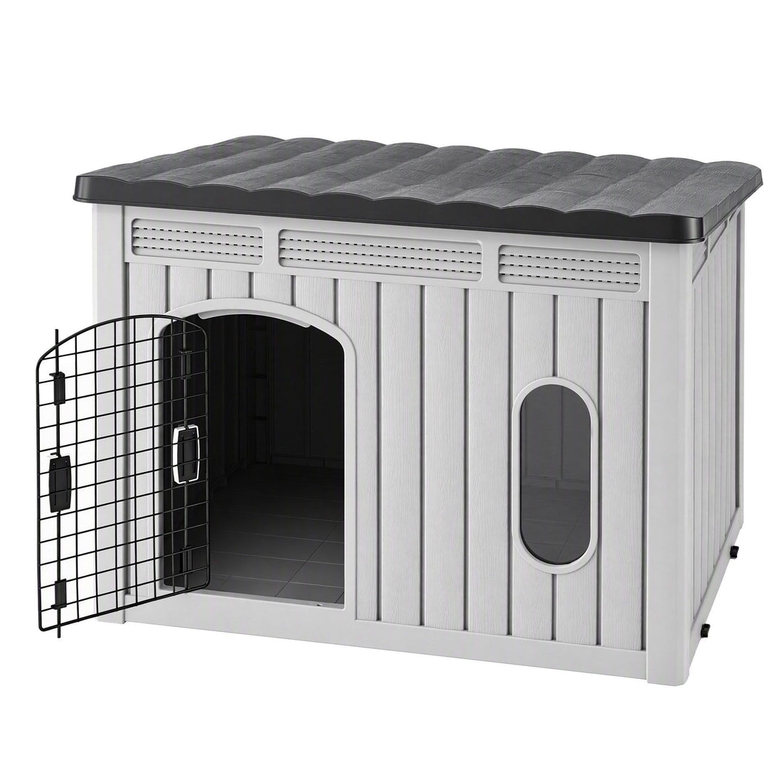 i.Pet 109cm Large Dog House Outdoor Pet Kennel with Metal Door Grey-Pet Care > Dog Supplies > Dog Kennels-PEROZ Accessories