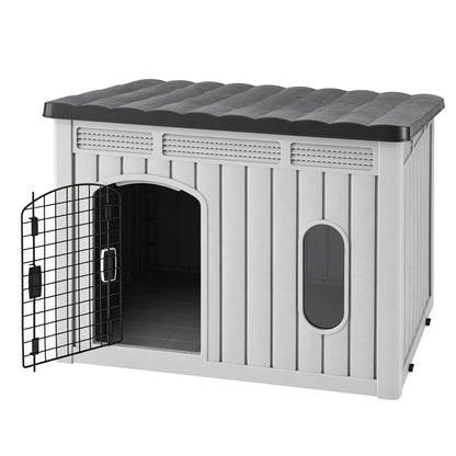 i.Pet 109cm Large Dog House Outdoor Pet Kennel with Metal Door Grey-Pet Care > Dog Supplies > Dog Kennels-PEROZ Accessories