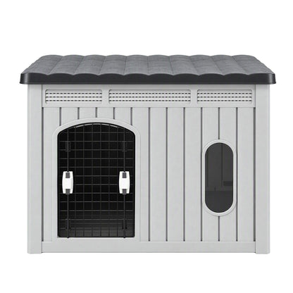 i.Pet 109cm Large Dog House Outdoor Pet Kennel with Metal Door Grey-Pet Care > Dog Supplies > Dog Kennels-PEROZ Accessories