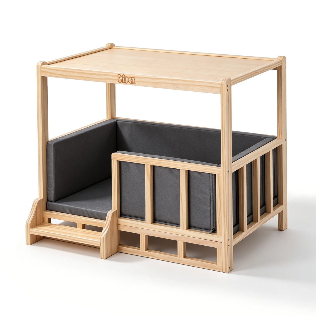 i.Pet 2in1 Dog Kennel Crate Furniture Grey Bedding Wooden House Indoor-Pet Care > Dog Supplies > Dog Kennels-PEROZ Accessories