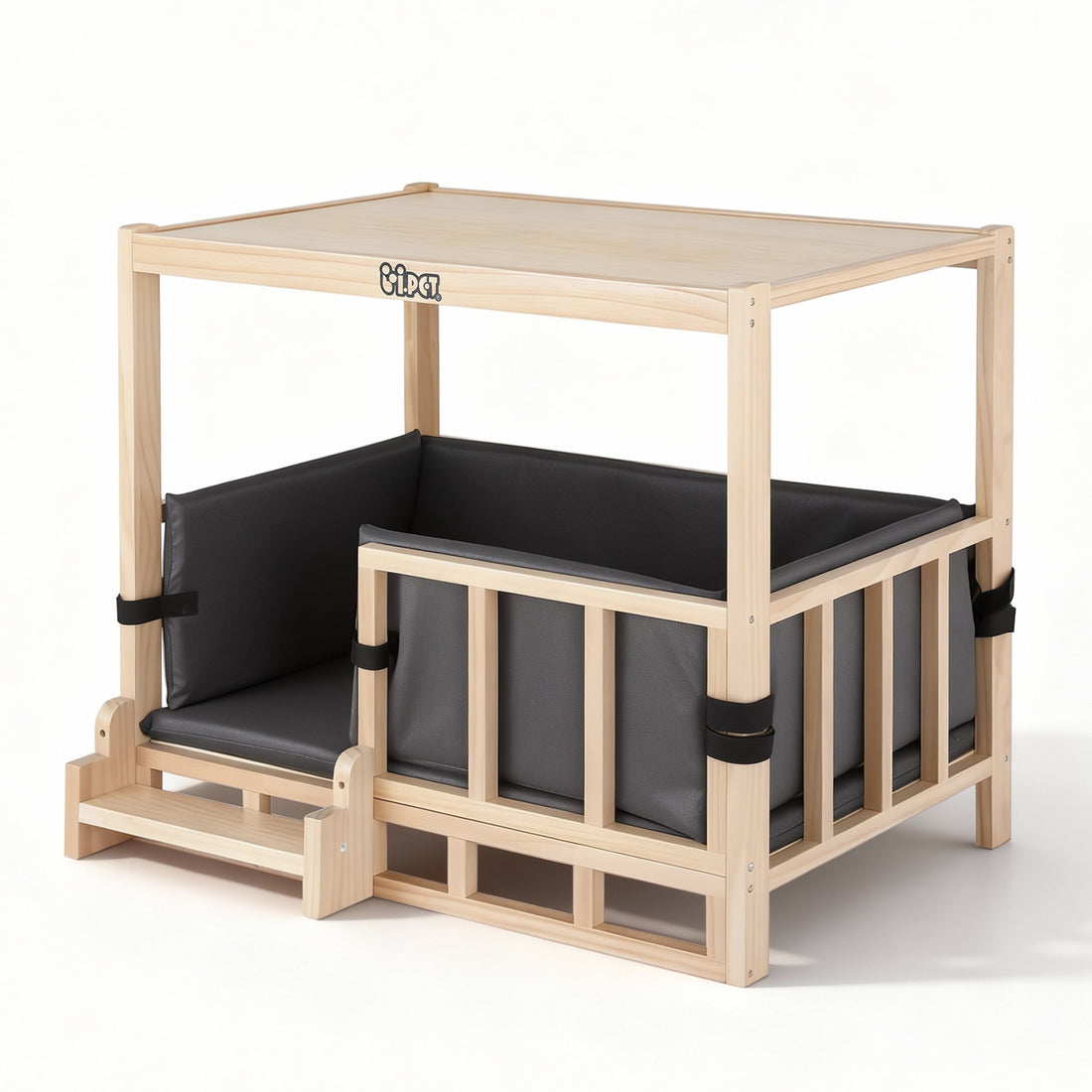 i.Pet 2in1 Dog Kennel Crate Furniture Grey Bedding Wooden House Indoor-Pet Care > Dog Supplies > Dog Kennels-PEROZ Accessories