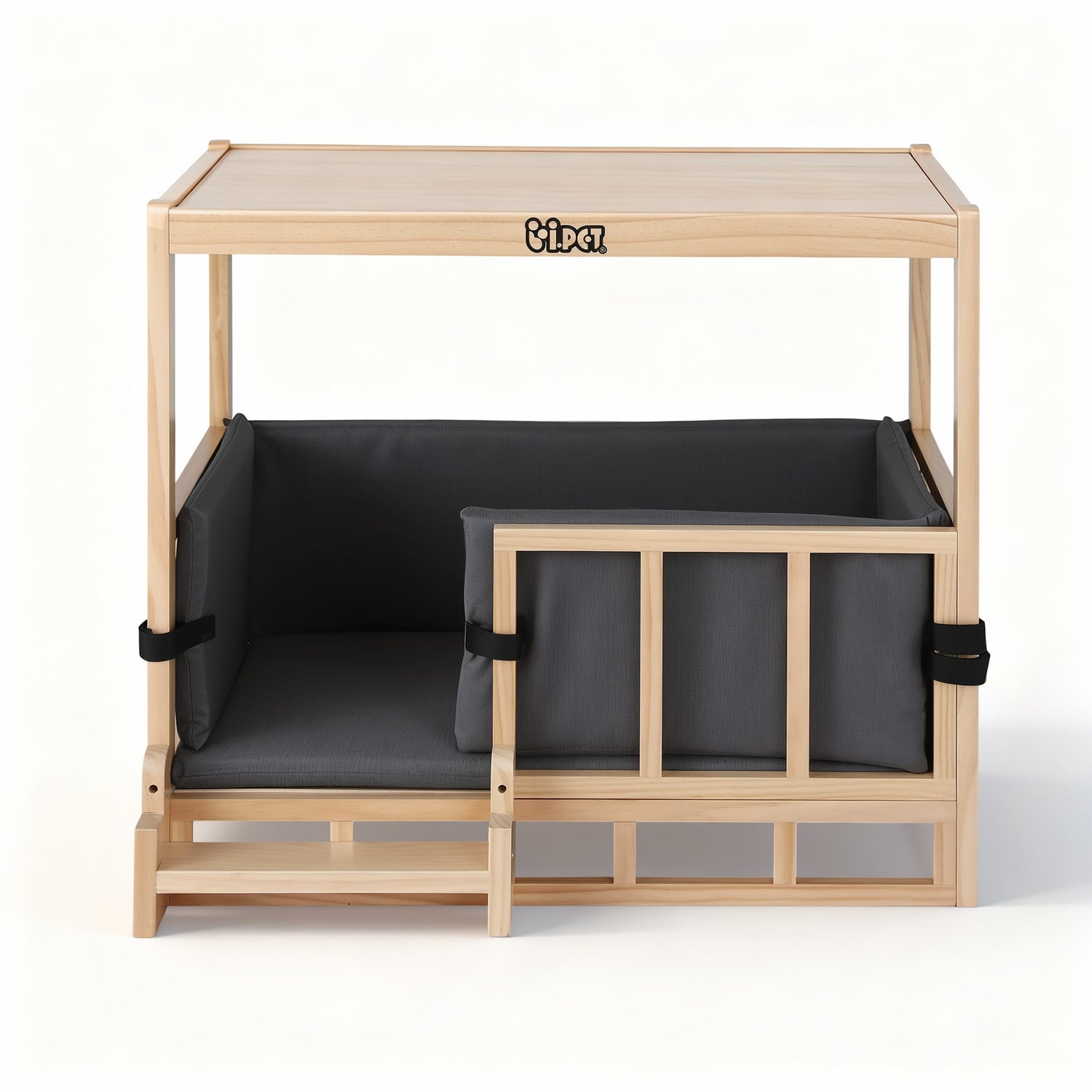 i.Pet 2in1 Dog Kennel Crate Furniture Grey Bedding Wooden House Indoor-Pet Care > Dog Supplies > Dog Kennels-PEROZ Accessories