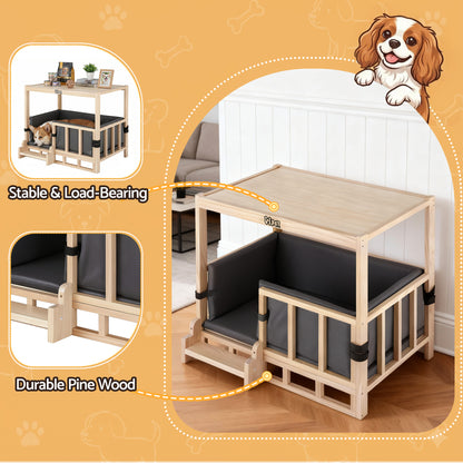 i.Pet 2in1 Dog Kennel Crate Furniture Grey Bedding Wooden House Indoor-Pet Care > Dog Supplies > Dog Kennels-PEROZ Accessories