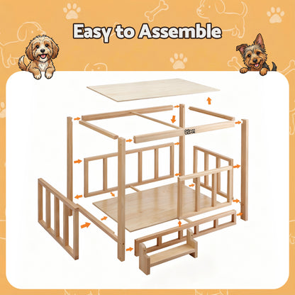i.Pet 2in1 Dog Kennel Crate Furniture Grey Bedding Wooden House Indoor-Pet Care > Dog Supplies > Dog Kennels-PEROZ Accessories