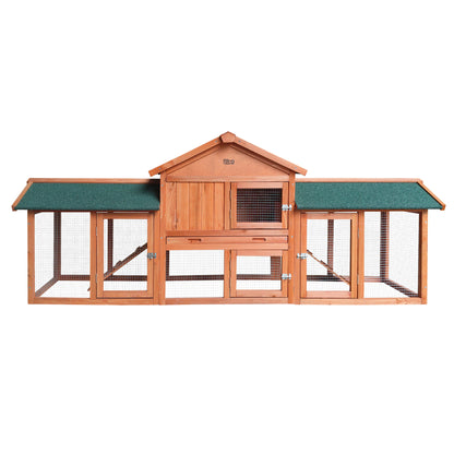 i.Pet Chicken Coop Rabbit Hutch 220cm x 44cm x 84cm Large Chicken Coop Run Wooden Outdoor Cage House-Pet Care > Coops &amp; Hutches-PEROZ Accessories