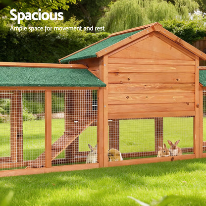 i.Pet Chicken Coop Rabbit Hutch 220cm x 44cm x 84cm Large Chicken Coop Run Wooden Outdoor Cage House-Pet Care > Coops &amp; Hutches-PEROZ Accessories