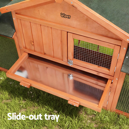 i.Pet Chicken Coop Rabbit Hutch 220cm x 44cm x 84cm Large Chicken Coop Run Wooden Outdoor Cage House-Pet Care > Coops &amp; Hutches-PEROZ Accessories