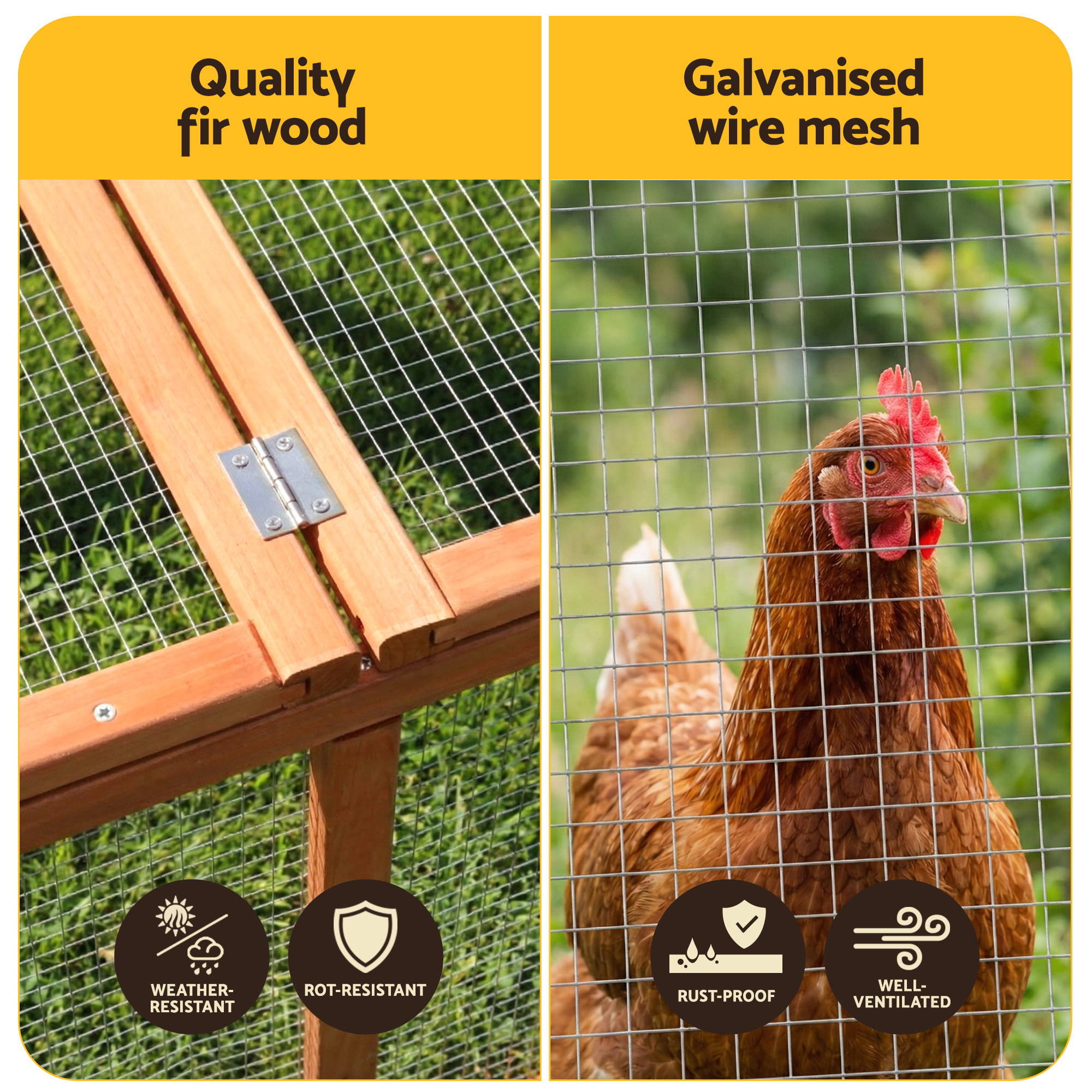 i.Pet Chicken Coop Wooden Pet Run Rabbit Hutch Large Outdoor Cage with Play Area Brown-Pet Care > Coops &amp; Hutches > Coop &amp; Hutch Accessories-PEROZ Accessories